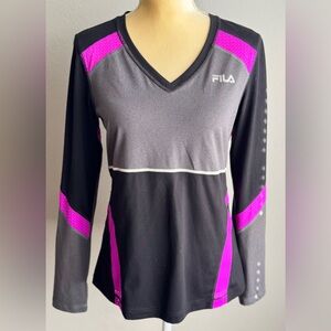**SOLD** Fila Sport Running Long Sleeve Top Charcoal Black Hot Pink Sz Medium